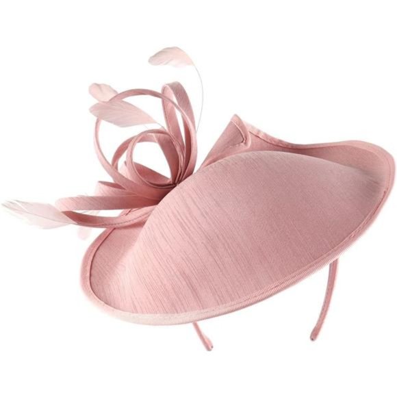 Fascinator Feather Tea Party Pillbox Derby Hat 2 Pink - Picture 5 of 7